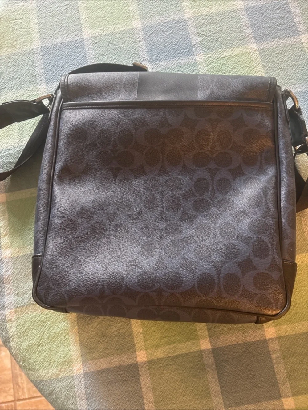 Coach Men’s Black Signature Stripe Messenger Bag